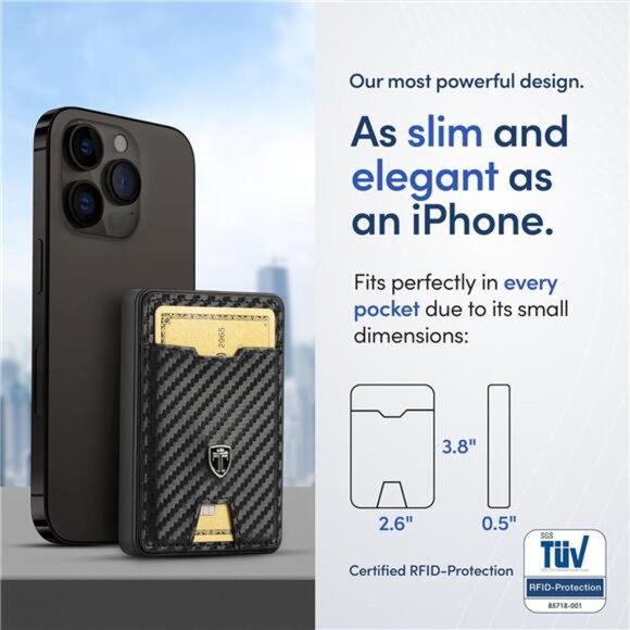 NEW Swype Slim Wallet for Men Metal RFID Blocking‎ Mens Wallet Card Case, Carbon - Picture 5 of 7